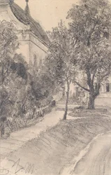 Sentiero verso una casa lungo un ruscello